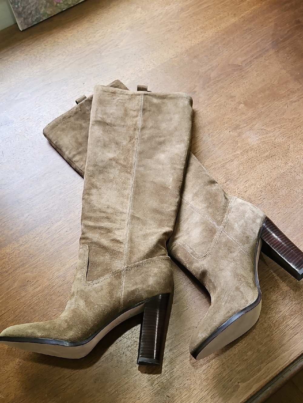 Veronica Beard Tall Suede Knee Boots in Taupe